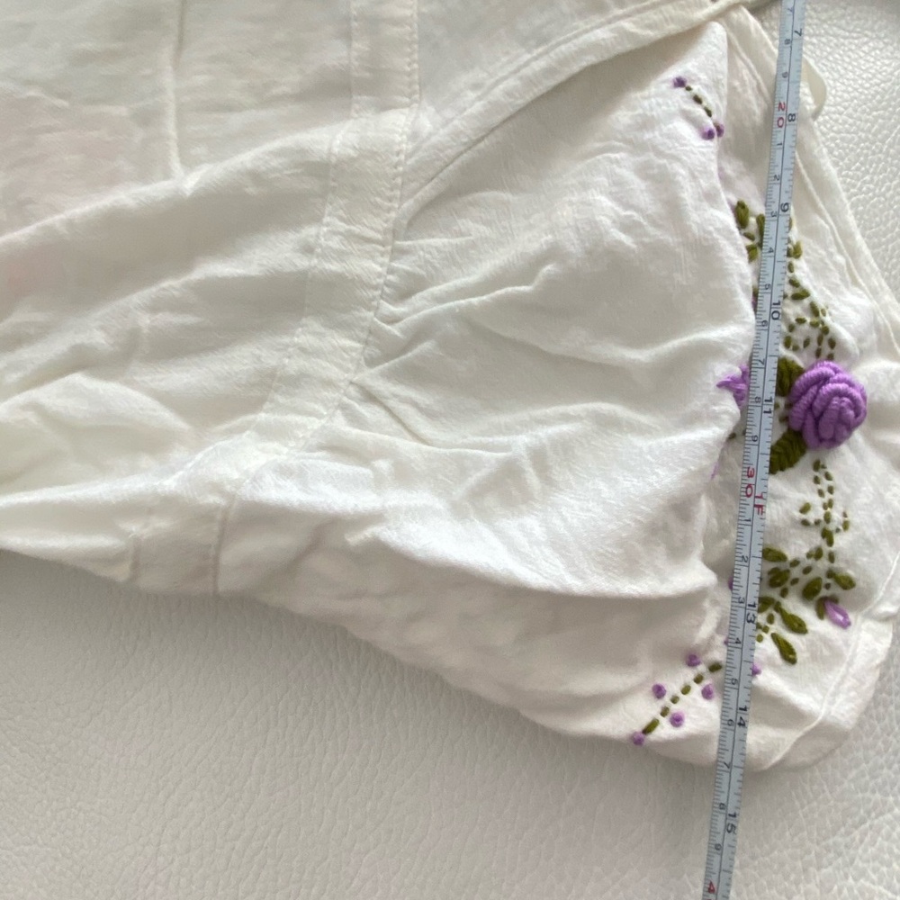 White Cotton Dress with Hand Embroidery - Picture 9 of 12